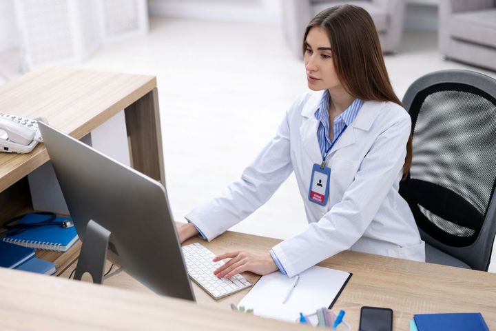 A hospital administrator uses primary source verification as part of the onboarding process.