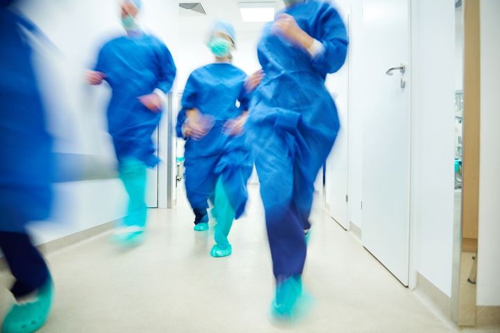Hospital personnel respond to an emergency sentinel event.