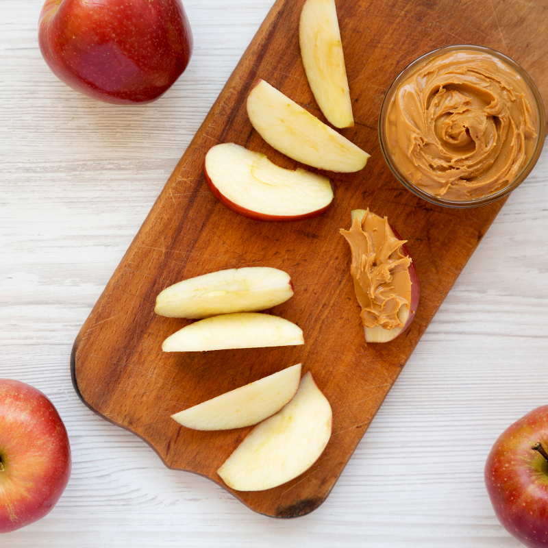 Apples and peanut butter snack for night shift.