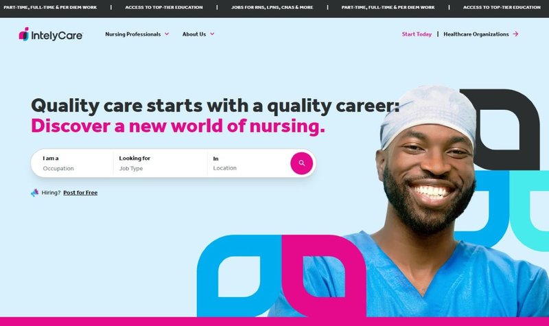 IntelyCare home page