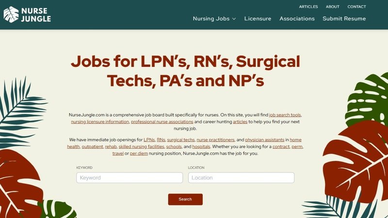 Nurse Jungle home page