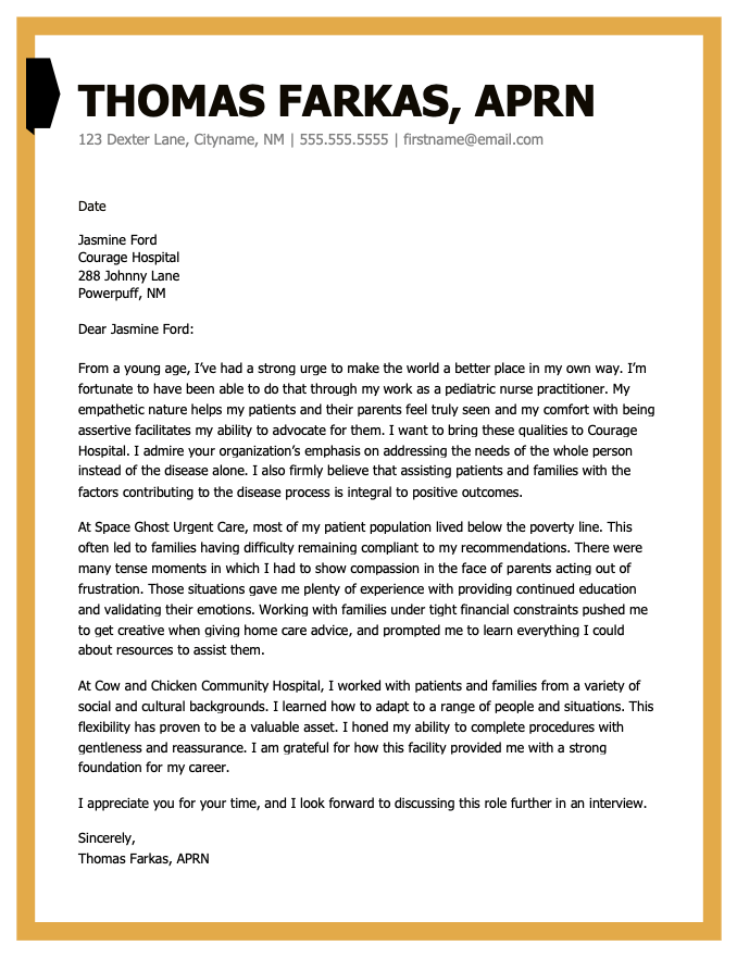 Nurse practitioner cover letter