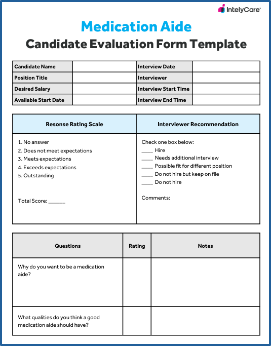 Download Your Free medication aide Candidate Evaluation Form Template