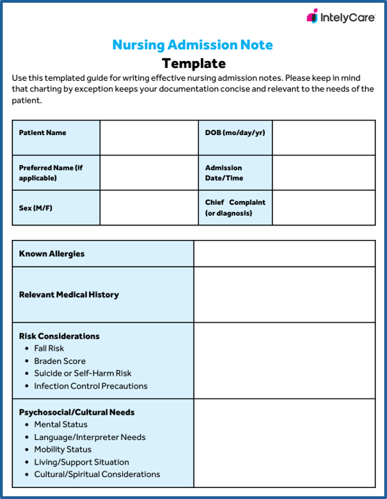Download Your Free Nursing Admission Note Template