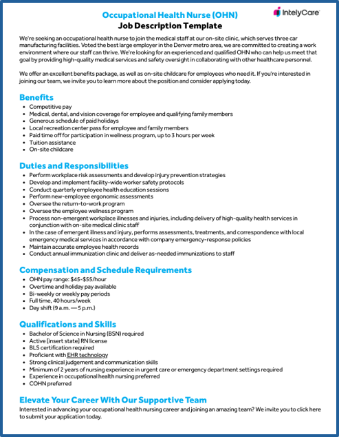 Download Your Free Occupational Health Nurse Job Description Template