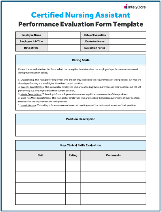 Download Your Free CNA Performance Evaluation Form Template