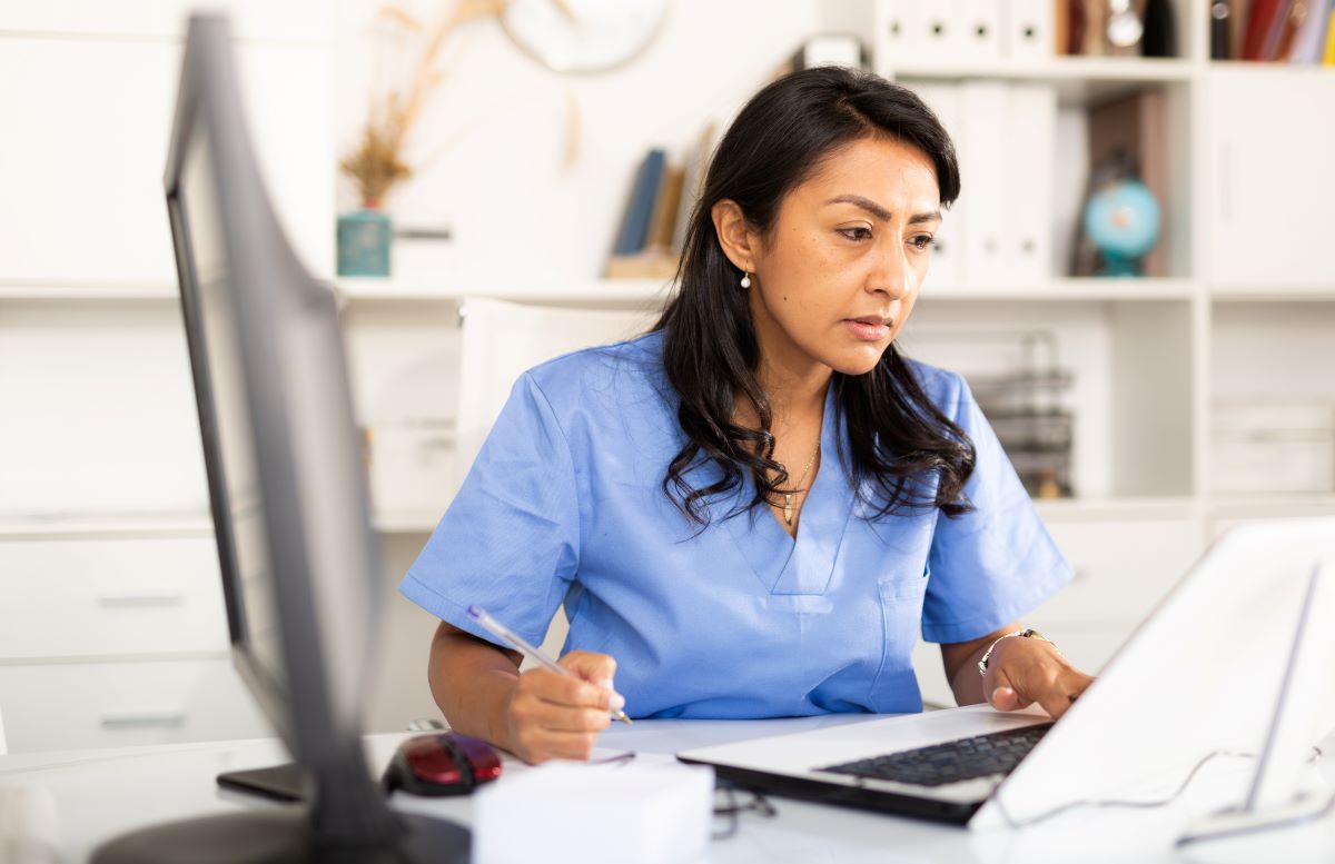 A medical professional is learning how to write a press release for her facility.