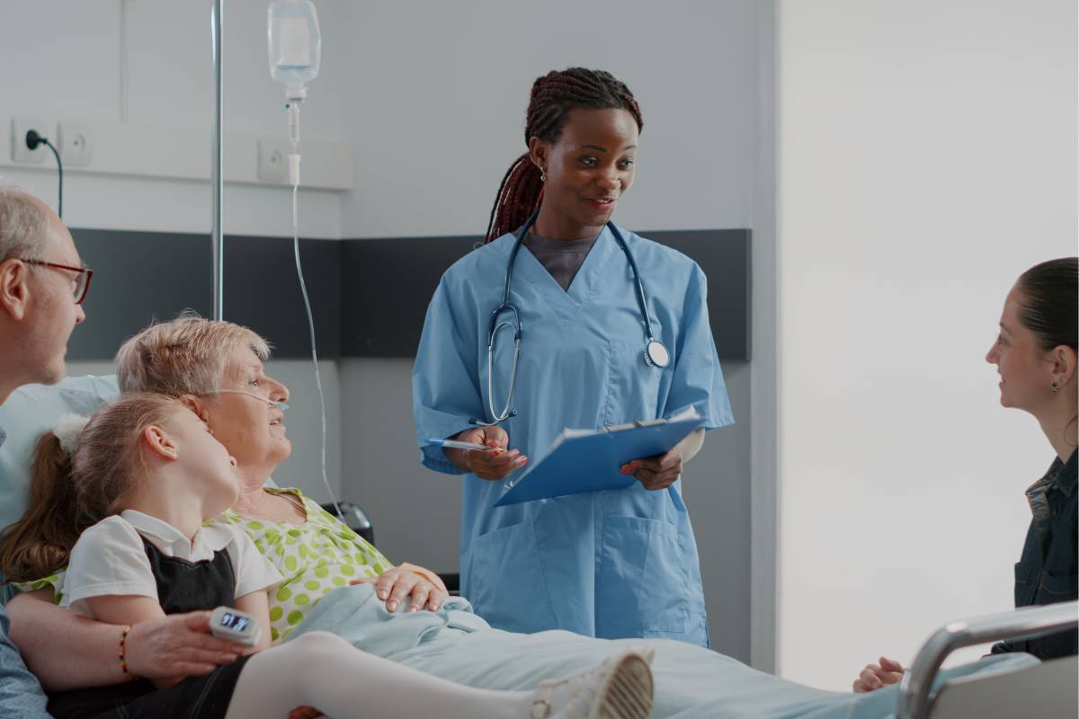 A nurse uses Lydia Hall's nursing theory while interacting with a patient and her family.