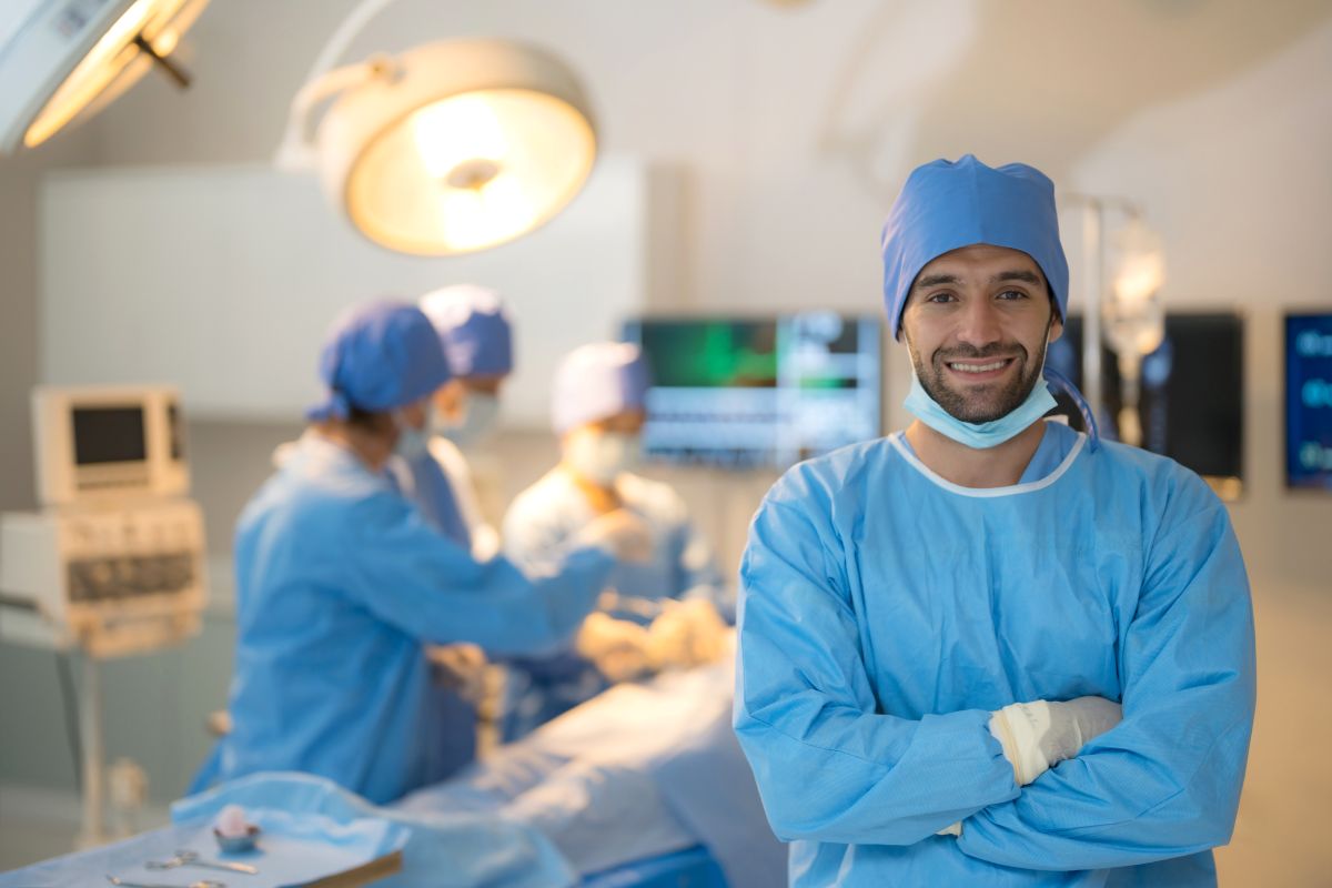 A surgical nurse prepares for a procedure.