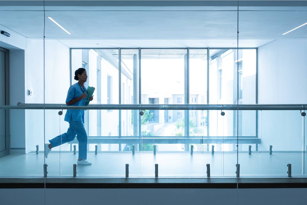 A nurse rushes through the hallways of one of the leading union hospitals.